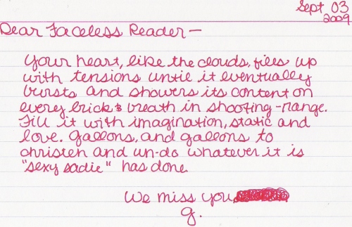 Dear Faceless Reader